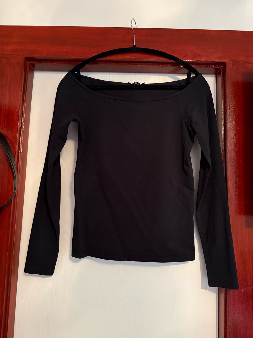 J. Crew Black Off-Shoulder Long-Sleeve Top